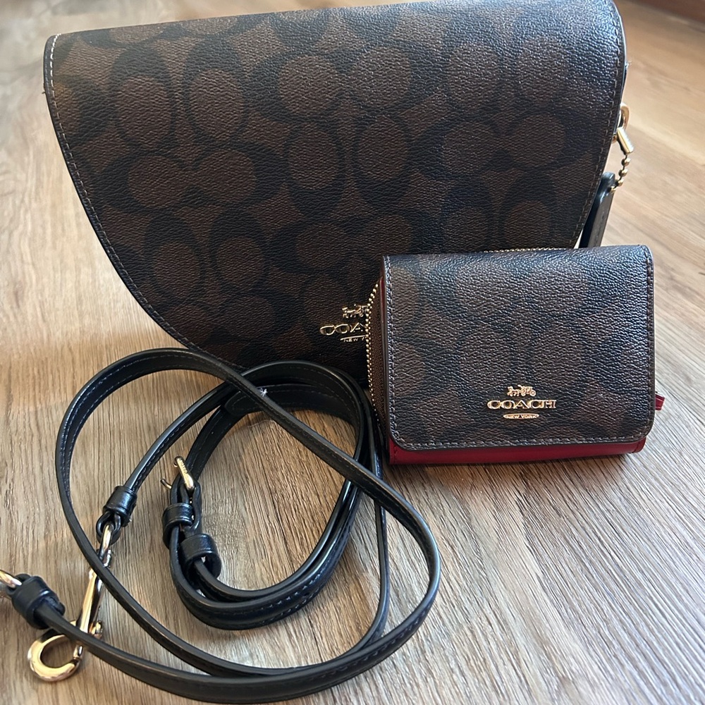 Coach Signature Crossbody Bag in Black and Brown